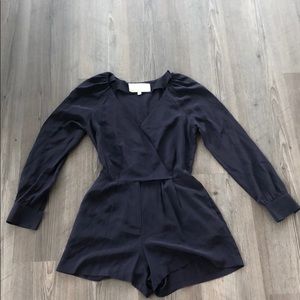 rory beca silk dark purple shorts romper, small